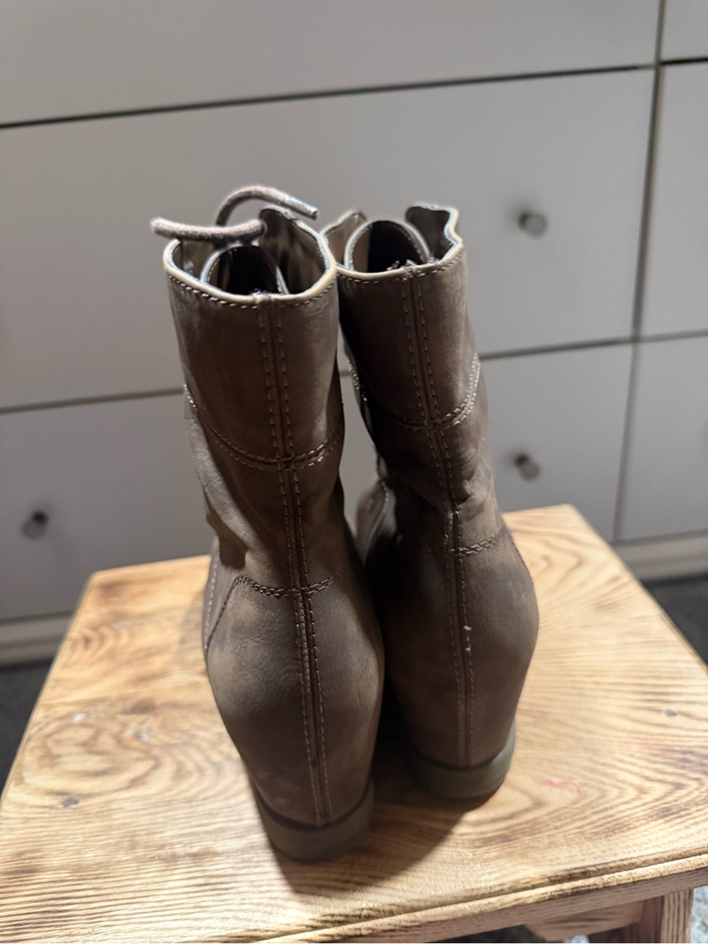 Sonoma Taupe Lace-Up Wedge Ankle Boots - Picture 3 of 3